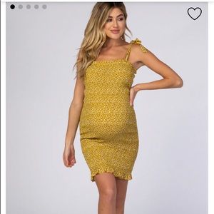 Smocked maternity mini dress